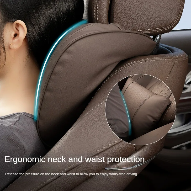 Высококачественная Автомобильная подушка под шею подголовник из кожи наппа