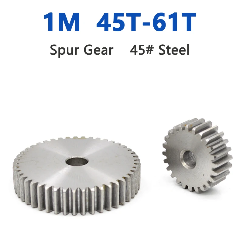 

1pc Spur Gear 1M 45T-61T Metal Transmission Gear 45# Steel 1 Modulus 45 46 47 48 49 50 52 53 54 55 56 57 58 59 60 61 Teeth