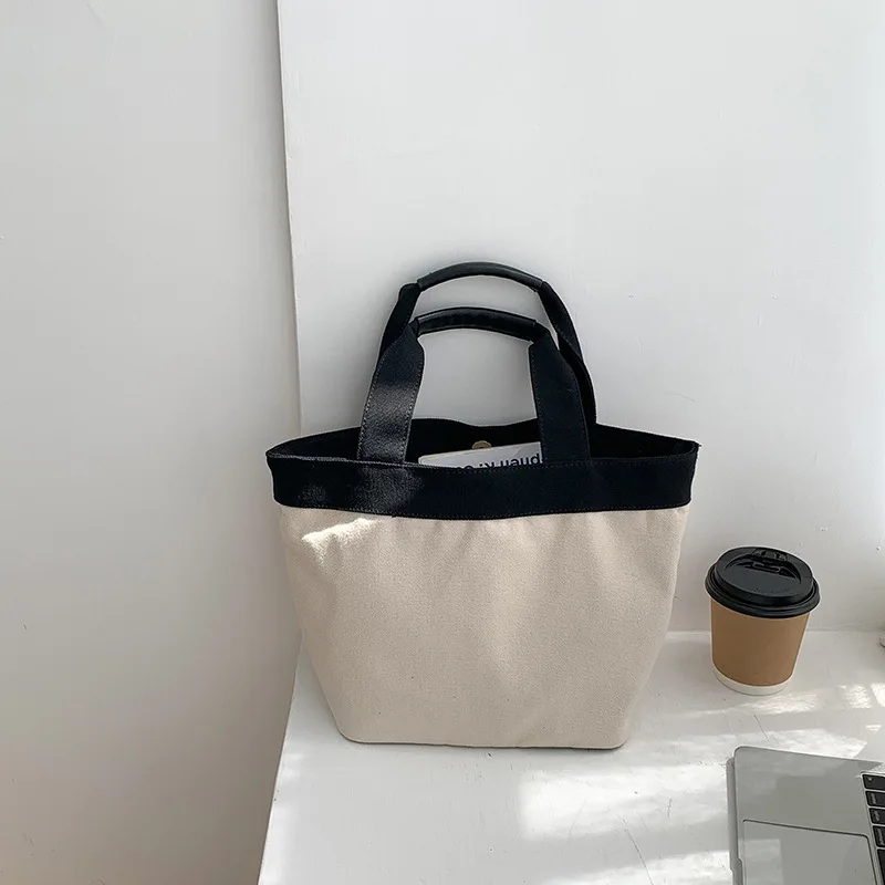 

Новинка 2023, универсальная Холщовая Сумка, женская модная Холщовая Сумка с контрастной панелью, Большая вместительная женская сумка-тоут