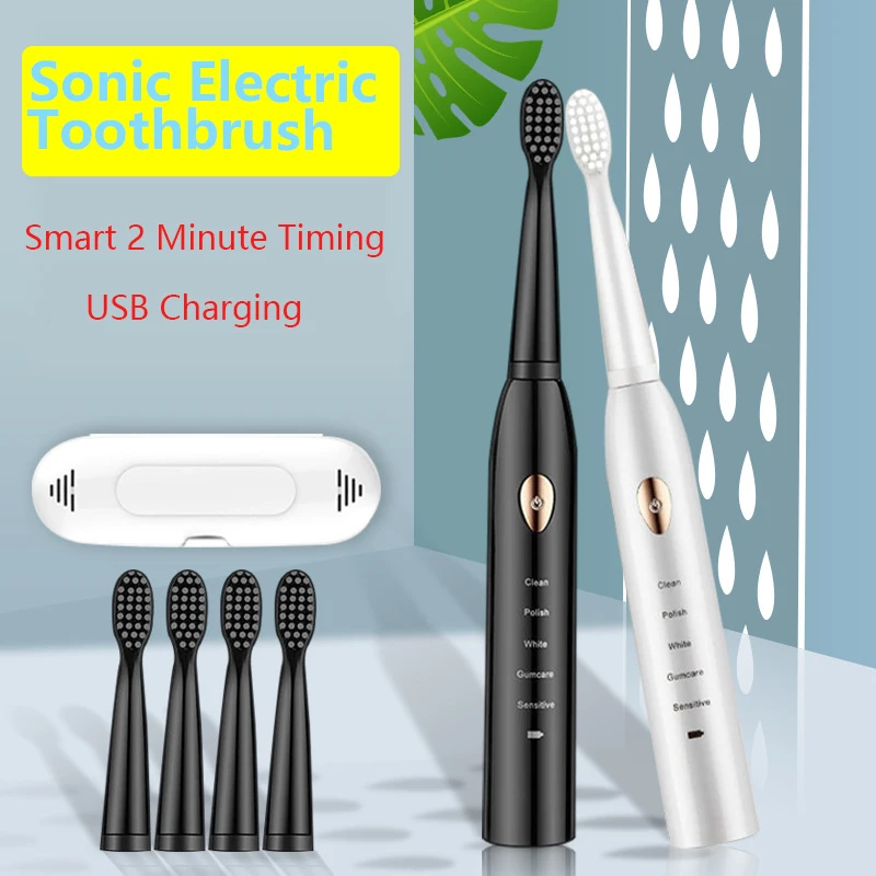

Ultrasonic Sonic Electric Toothbrush USB Charge Rechargeable Tooth Brushes Washable Electronic Whitening Waterproof Teeth Brush