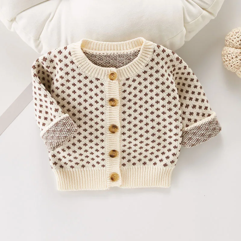 Infant Knit Mixed Color Sweater Autumn Baby Sweater Korean Clothes Cardigan Outerwear Toddler Girls Kids Winter Jacket Child New