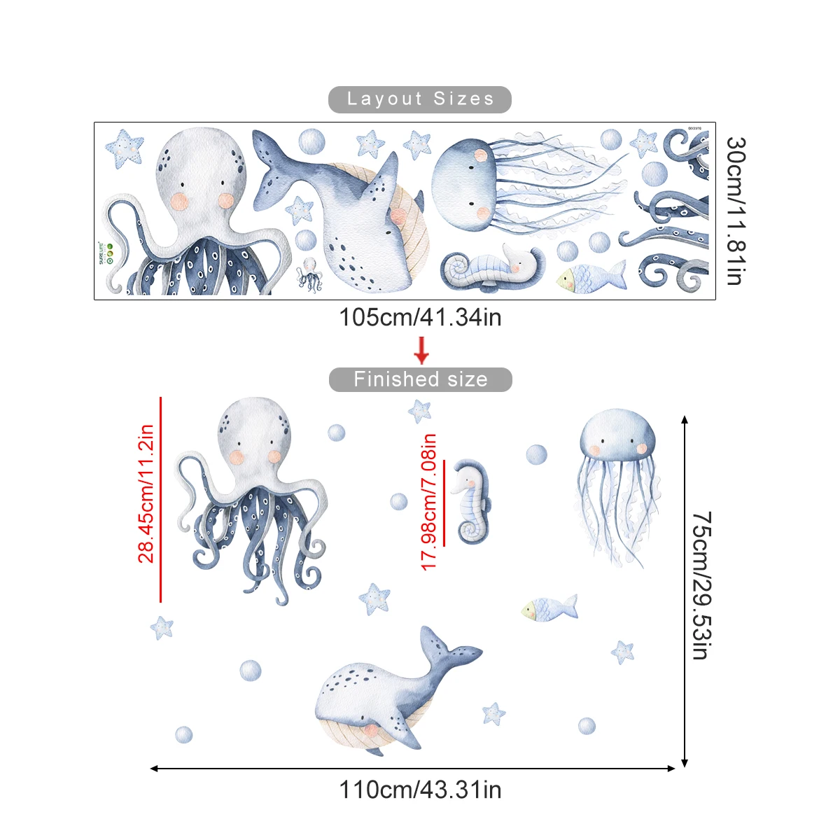

Настенные наклейки Kingsmile с морскими животными