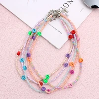 colorful seed beads necklace fashion boho smile face short chain choker colar neck female handmade collier women jewelry gift