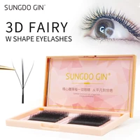 new 3d fairy thick w shape eyelashes easy fan 5d lashes extensions volume 12 rows natural soft false eyelashes individual lashes