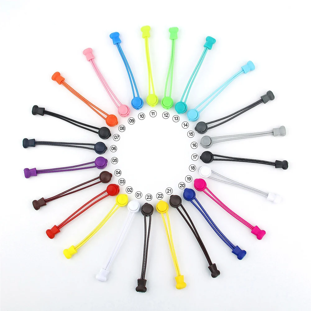 1Pair 29 Colors Sneaker ShoeLaces Elastic No Tie Shoe Laces Stretching Lock Lazy Laces Quick Rubber Shoelace Shoestrings
