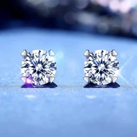 trendy 925 sterling silver 0 3 0 5ct d color vvs1 round moissanite stud earrings for women jewelry heart prong diamond test pass