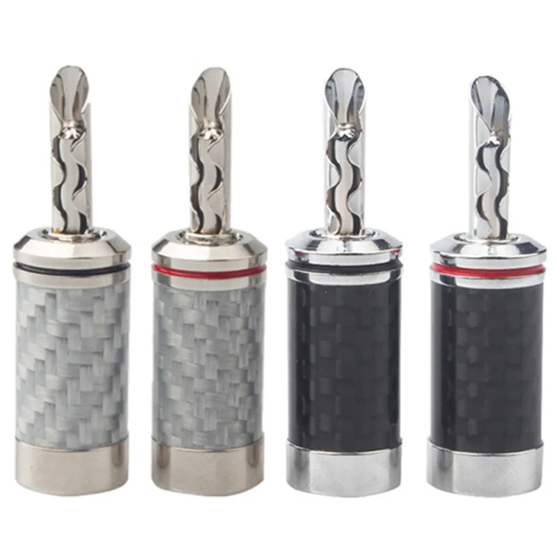 

Banana Type Connector Pure Copper Rhodium Plated Sawtooth Carbon Fiber Banana Terminal Hifi Speaker Amplifier Terminals Plug