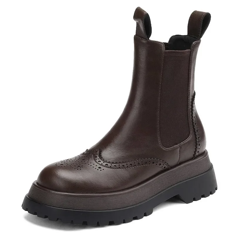 Французские винтажные резные ботильоны Челси женская осенне-зимняя новая