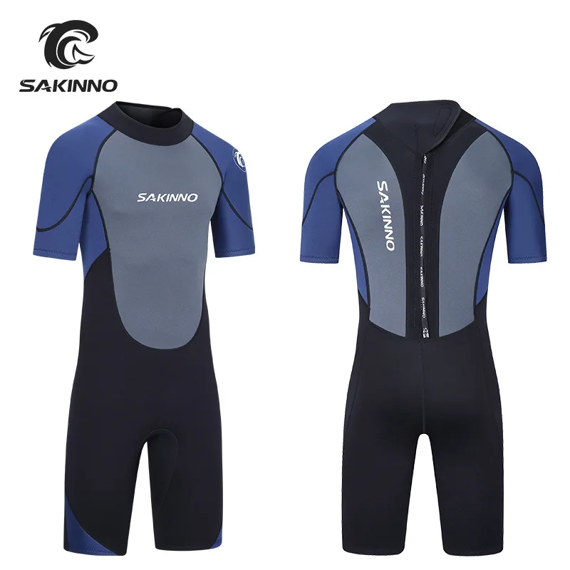 

2-3mm One-piece Wetsuit Men's Warm Cold Protection Sunscreen Short-sleeved Wetsuit Swim Surfing Snorkeling Winter Swim Swimsuit