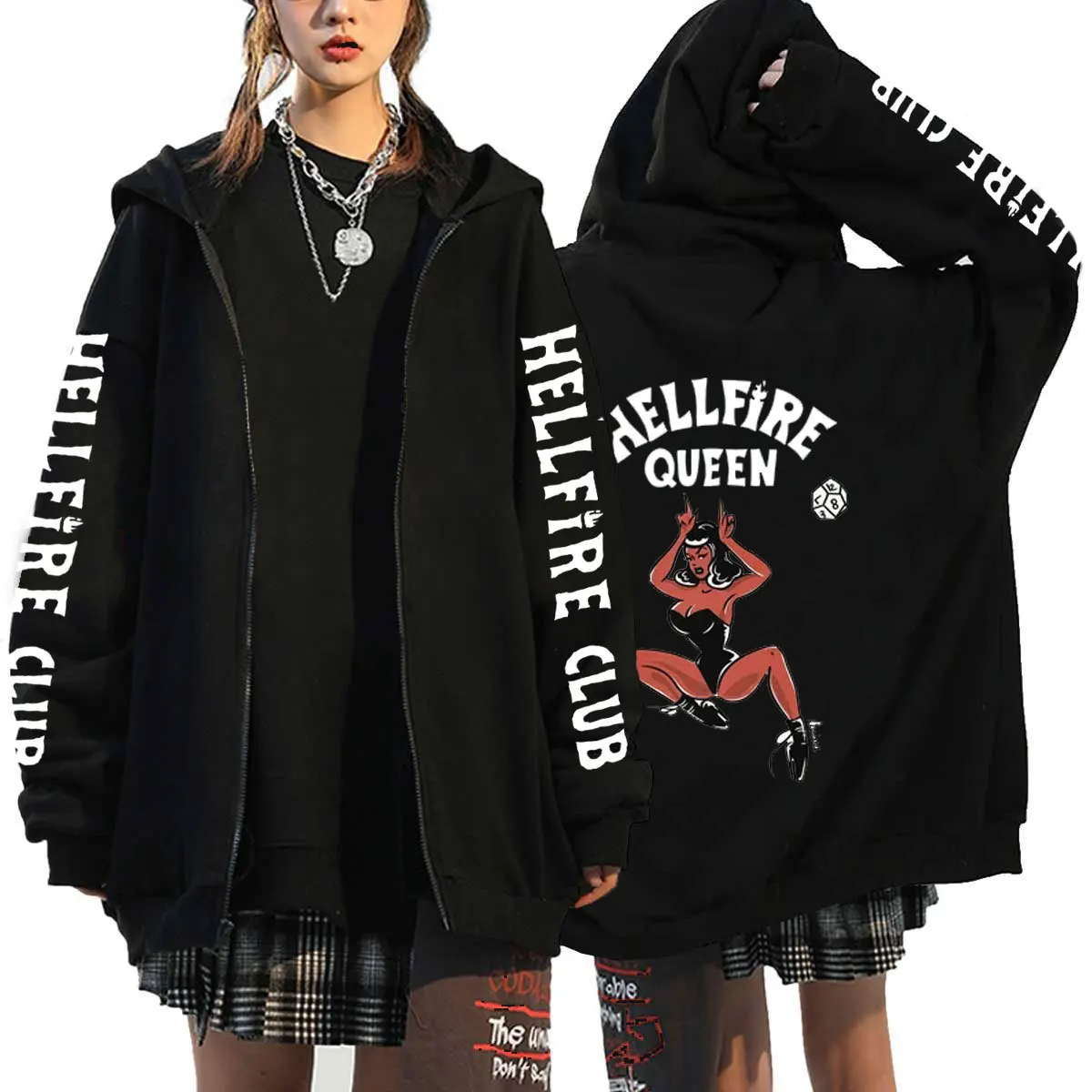 

Stranger Things 4 Hellfire Club Printed Zip Hoodie Men Women Fashion Cosplay Zipper Sweatshirt Hip Hop Streetwear Unisex Jackets