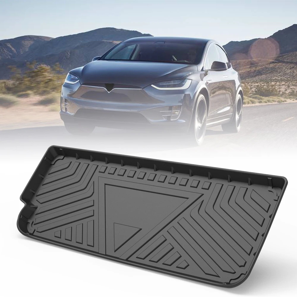 TPE Car Rear Trunk Mat Storage Box Pad For Tesla Model X 6-Seat 7-Seat 2016 2017 2018-2020 Waterproof Protective Rubber Car Mats