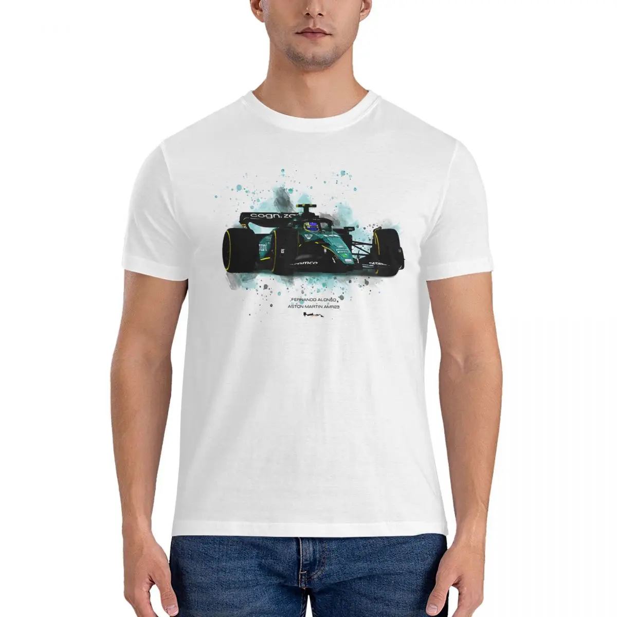 2023 Arty Splatter мужские футболки Фернандо Алонсо повседневные с коротким рукавом