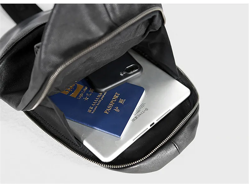 High-quality genuine leather men's black chest bag outdoor fashion casual daily designer luxury natural cowhide crossbody bags