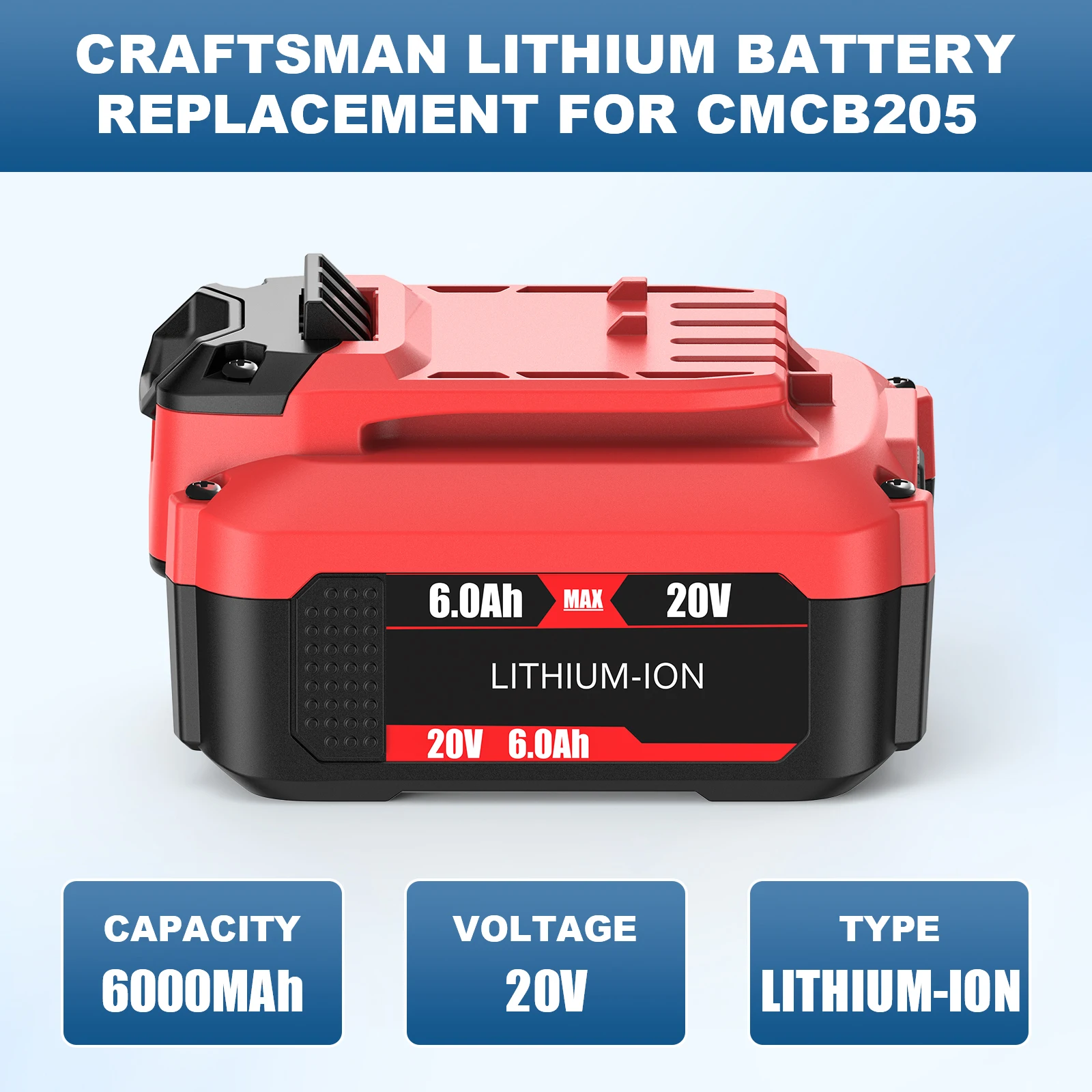 Для Craftsman CMCB205 6000 мАч 20 В литиевая батарея для CMCB204 CMCB206 CMCB202 CMCB201 аккумулятор