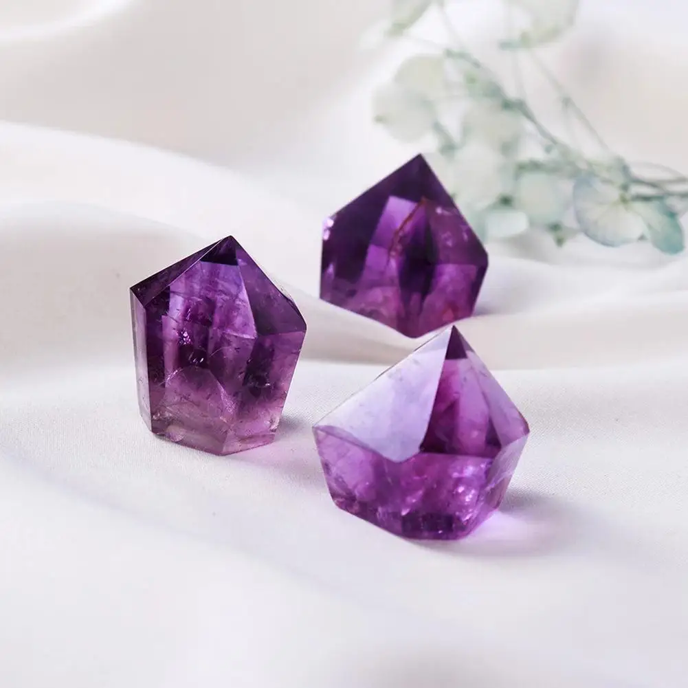 

Amethyst Column Mini Cute Six-sided Single-point Energy Degaussing Ornaments Rough For Home Decor Reiki Stone Pyramid Small F6T5