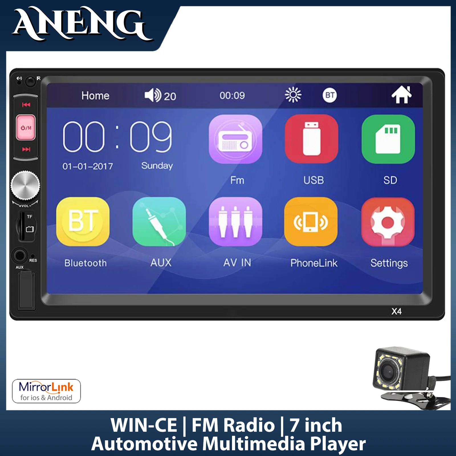 

2 Din Car MP5 Player Radio Automotive Multimedia 7 inch Resistive Screen Movie Player Reverse Image Mirror Link for iOS Android