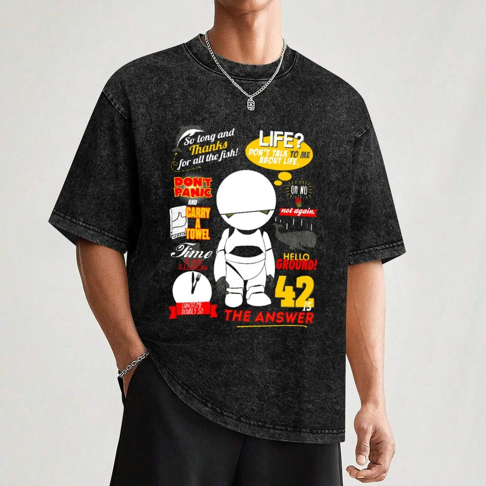 Руководство по автостопом к галактике 1 футболка с аниме винтажная рисунком