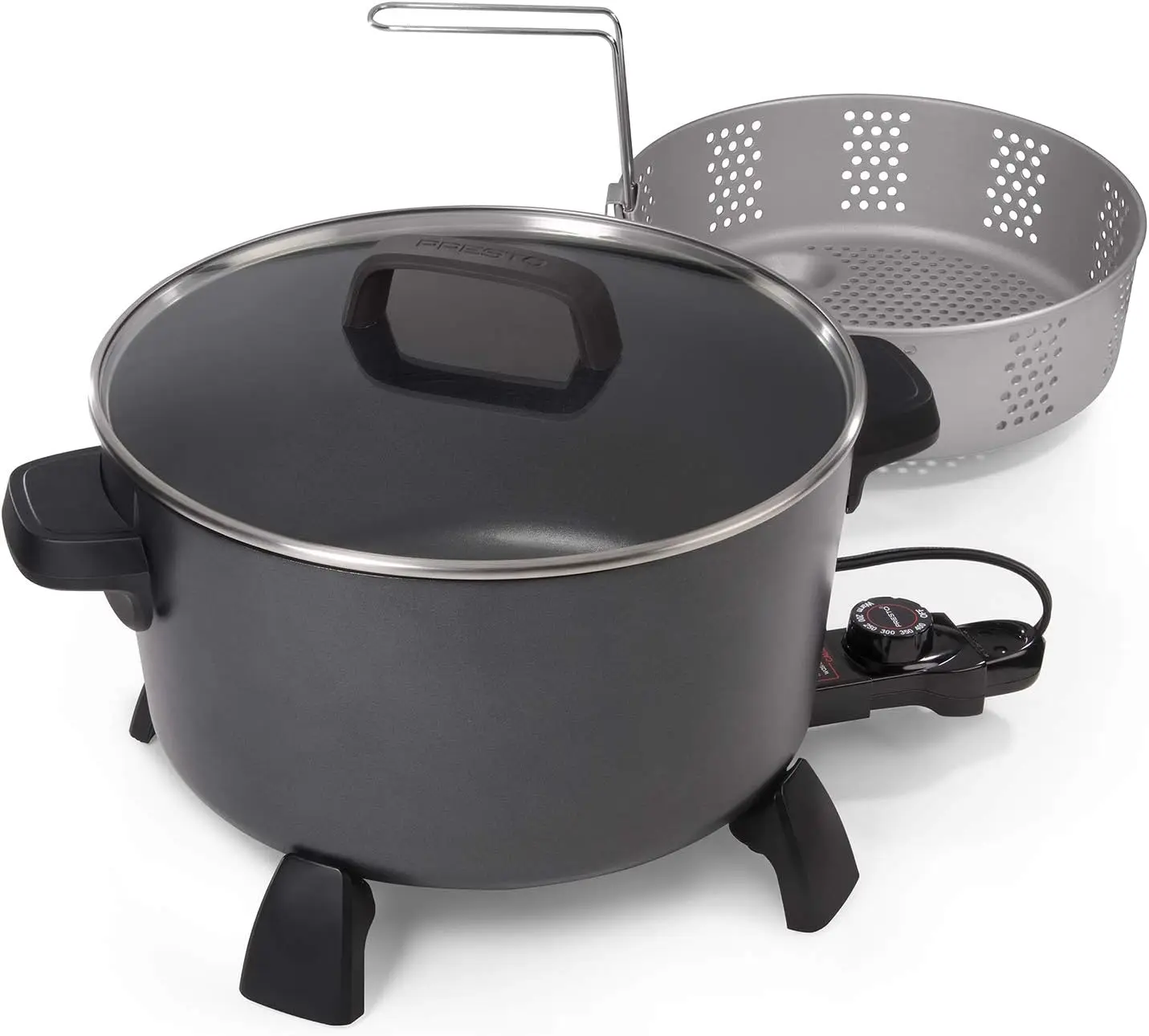 

06009 10-quart Kitchen Kettle XL steamer Multi-Cooker, Black Rice cook Large burning barrel hollow paper Olla de presion eléctr