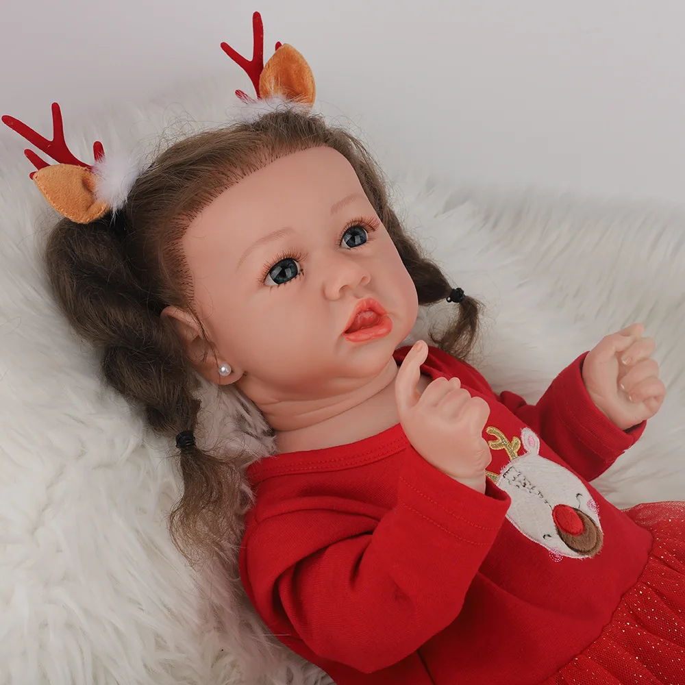 

Realistic Saskia Reborn Baby Dolls 58CM Girl Newborn Doll Soft Full Silicone Body Lifelike Nurturing Dolls Lightweight Wash