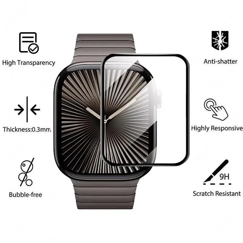 Мягкая Защитная Пленка 9D С Полным Покрытием Для Apple Watch Series 9 Из Закаленного Стекла