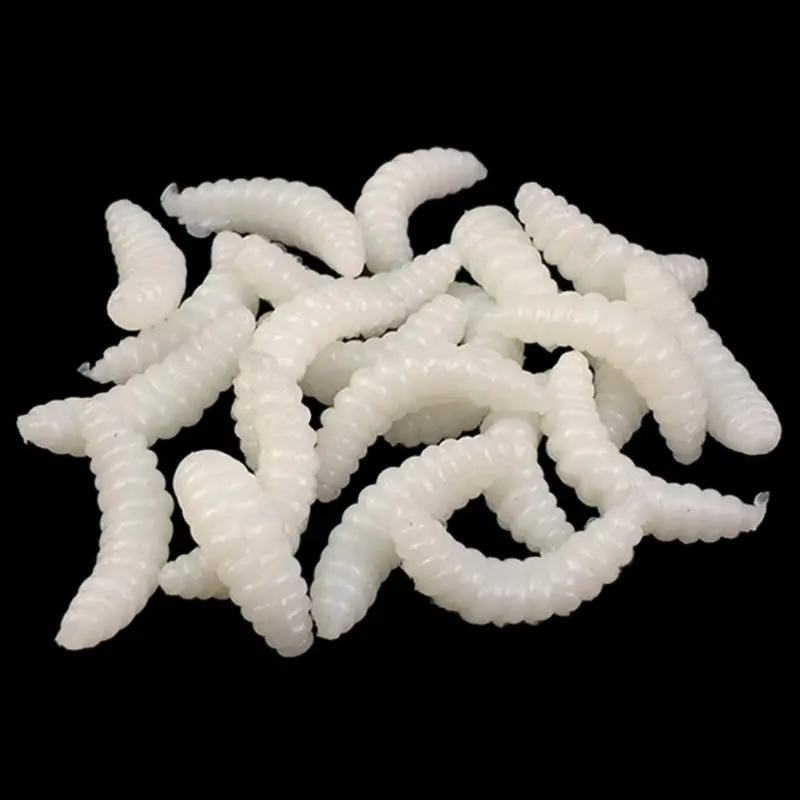 

100PCs White Lifelike Fishing Lure Bionic Bread Bug 2.4cm 0.5g Soft Simulation Bait Maggot Grub Worms Fishing Tackle