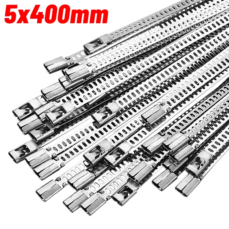 

10/100 шт. кабельные стяжки из нержавеющей стали 5 мм сверхмощные самоблокирующиеся кабельные стяжки на молнии многоцелевые металлические фиксирующие стяжки для выхлопной трубы