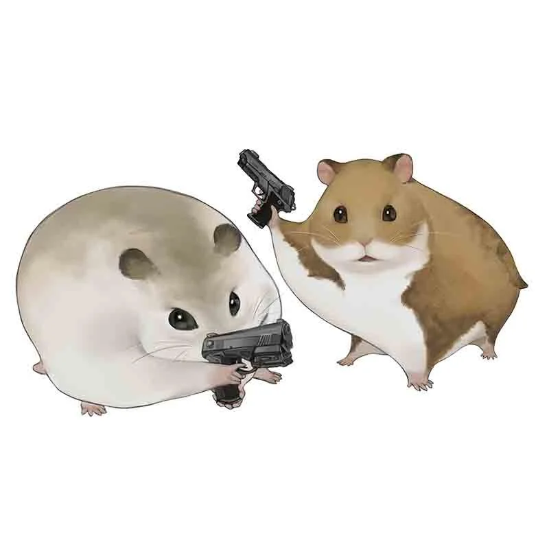 

Creativity Lovely Cute Funny Hamster Car Sticker with Gun for School Gifts Decal Fridge and Motorcycle Accessories