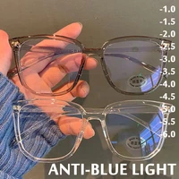 2022 oversized transparent frame myopia glasses women men anti blue light square eyewear optical spectacle eyeglasses 0 to 600