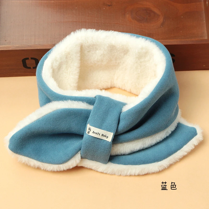 

Зимний хлопковый шарф для мальчиков и девочек, плотный плюшевый бархатный воротник, Детские шарфы, однотонный детский шейный платок, сохран...