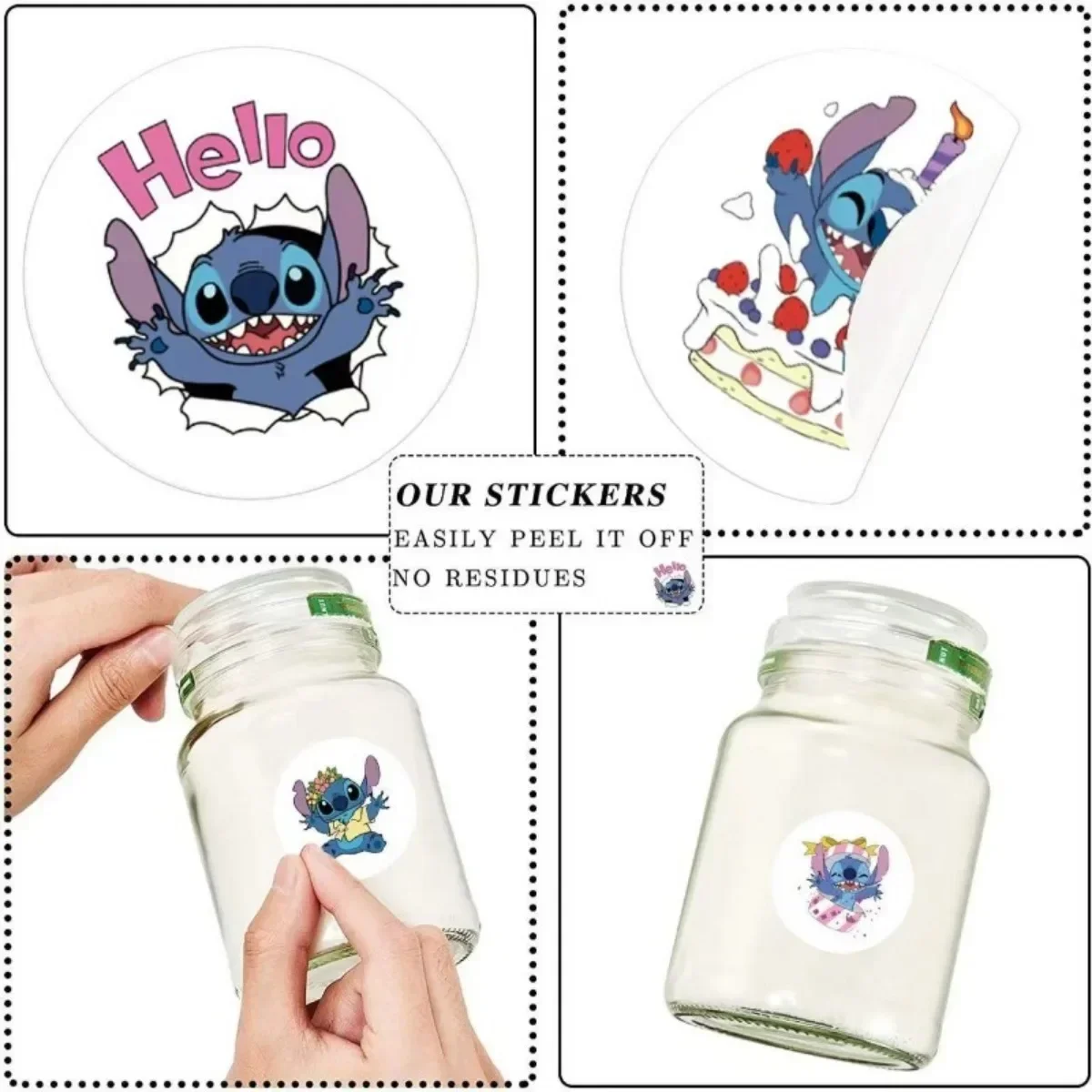 500 шт. Kawaii Disney Stitch DIY наклейки мультфильм аниме печать этикетка украшения детская