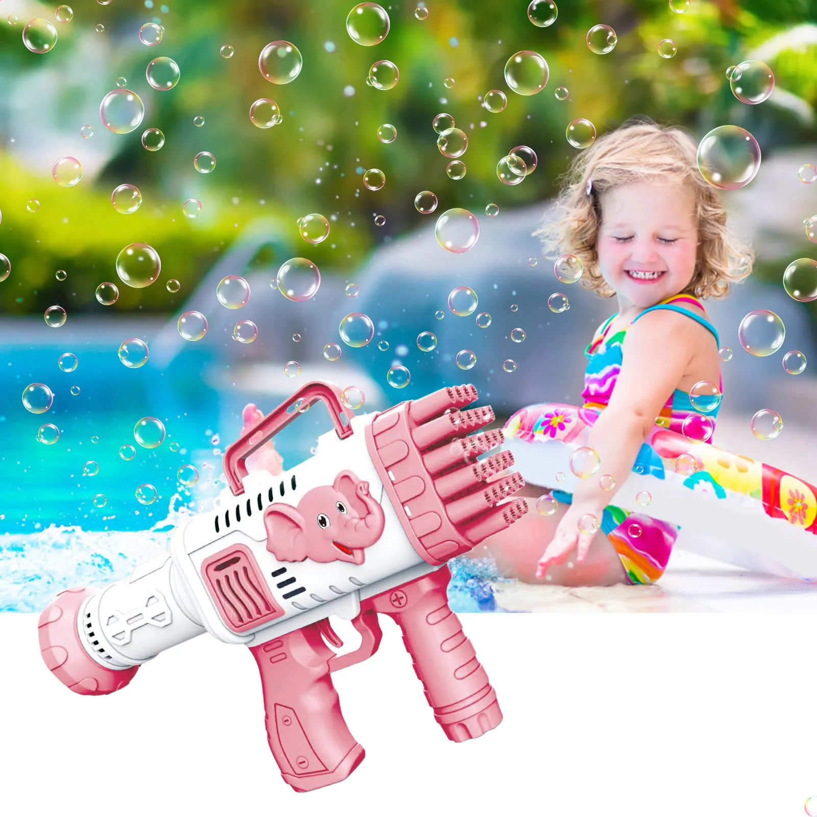 Rocket Launcher Shape Bubble Maker 32 Hole Space Bubble Blower Toy Rocket Launcher Shape Bubble Maker Unique Automatic Bubble To