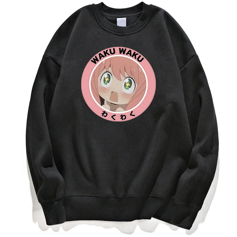 

Anya Waku Waku Spy x Family Kawaii Cute Japanese Anime Manga Sweatshirt Men Hoodies Clothing Hoodie Pullover Crewneck Jumper