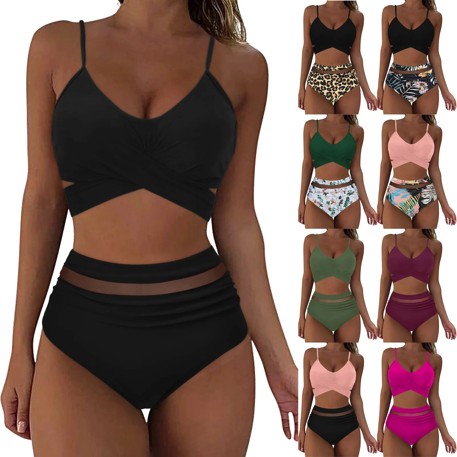 Женские комплекты бикини с чашками пуш-ап и принтом в стиле бохо купальники