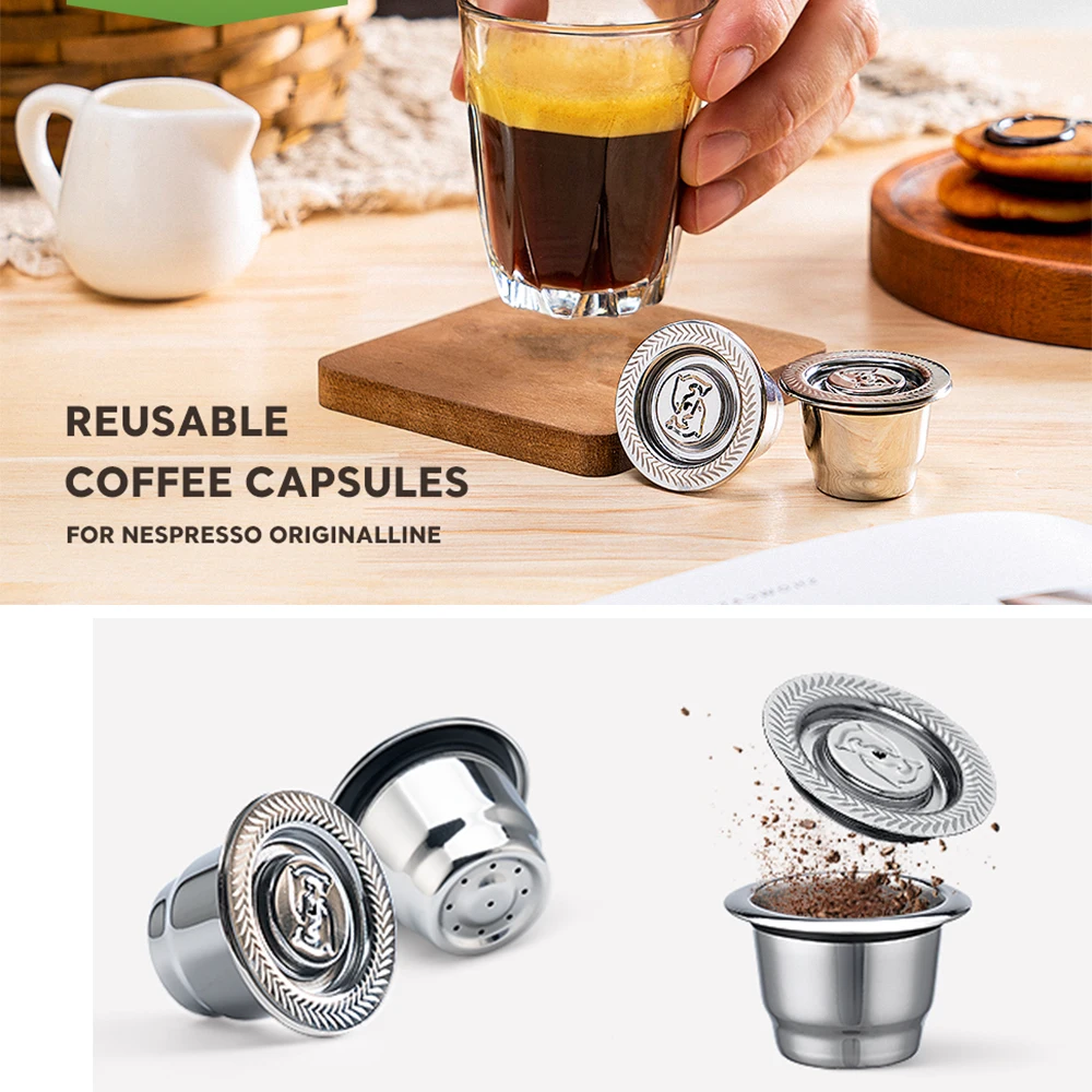 

For Nespresso Coffee Filters Coffee Capsule Pods Upgraded Stainless Steel Tamper For Espresso Reusable Refillable Baskets