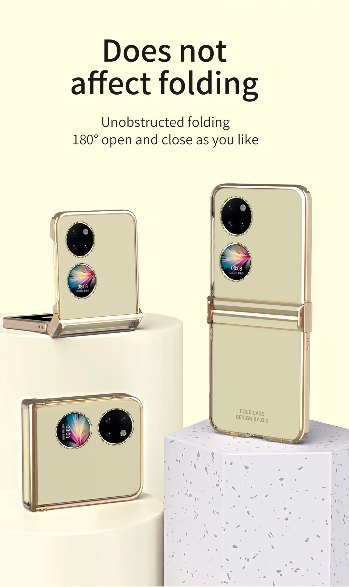 Clear Hinge Funda Fold Case For Huawei P50 Pocket Electroplating Transparent Hard Cover 360 Fully Protected Case