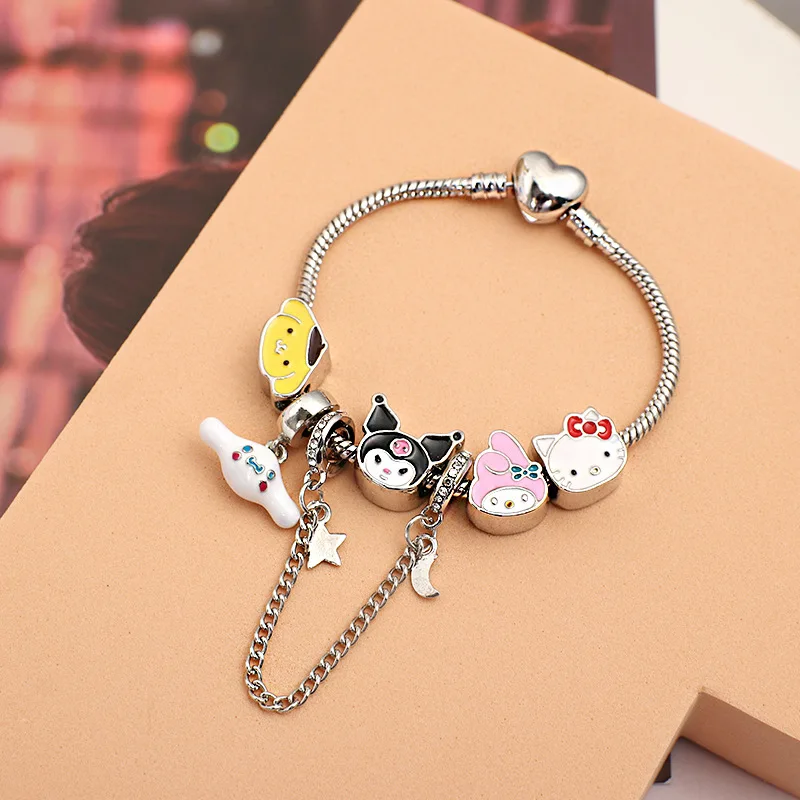 

Модная 3D кавайная Sanrioed аниме мультяшная серия Kuromi Cinnamorol My Melody Hello Китти браслет ювелирные изделия милые девушки праздничный подарок