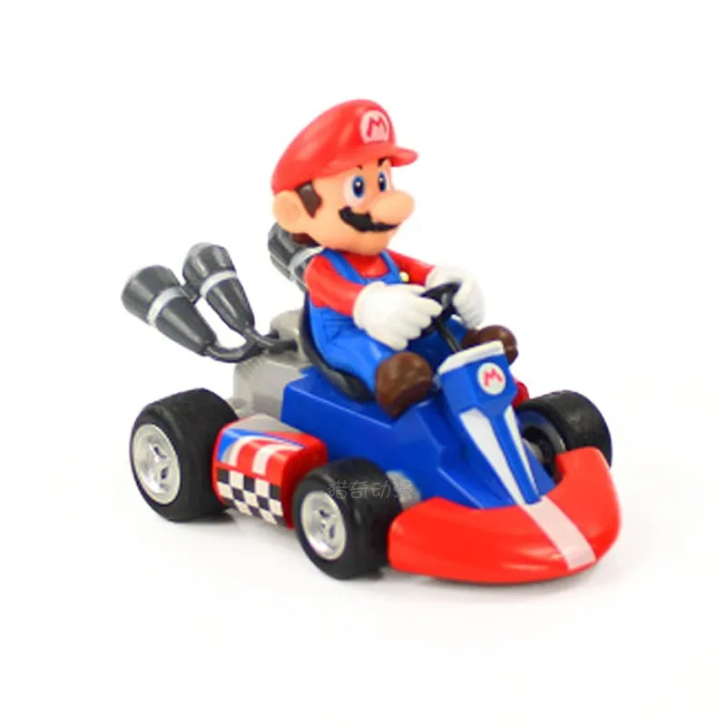 

Super Mario Bros Anime Figures Toys Games PVC Model Luigi Yosh Mushroom Kart Pull Back Racer Cars Action Figures Toys Kids Gifts
