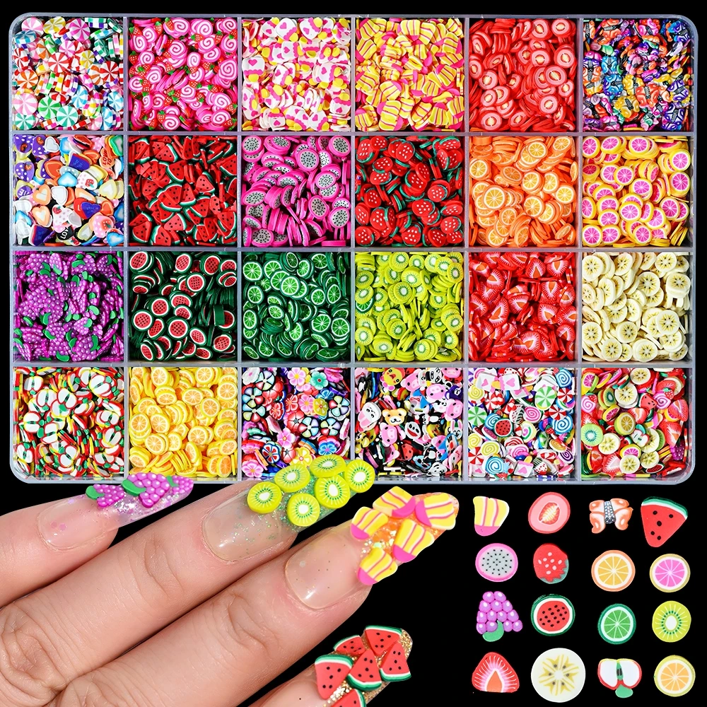 

1000pcs/bag 3D Fruit Soft Clay Nail Slices Strawberry/Lemon Nail Sequins Charms For Nail Art DIY Polish Manicure Decorations