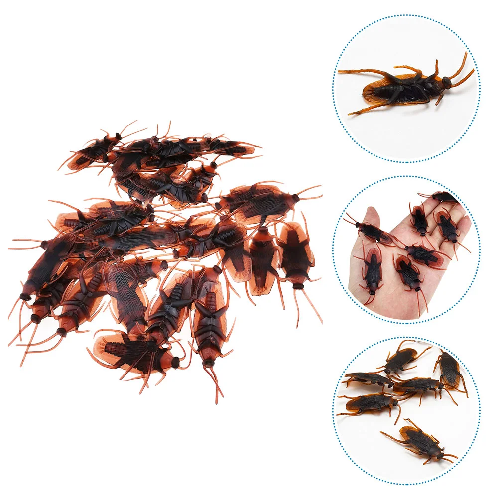 

100Pcs Fake Cockroaches Plastic Realistic Bugs for April Fool's day Halloween Party Favors Decoration