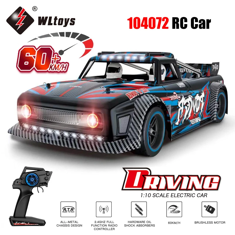 

WLtoys 104072 RTR 1/10 2.4G 4WD 60km/h Brushless RC Car Drift On-Road Metal Chassis LED Light Vehicles Model Off-Road Climbing