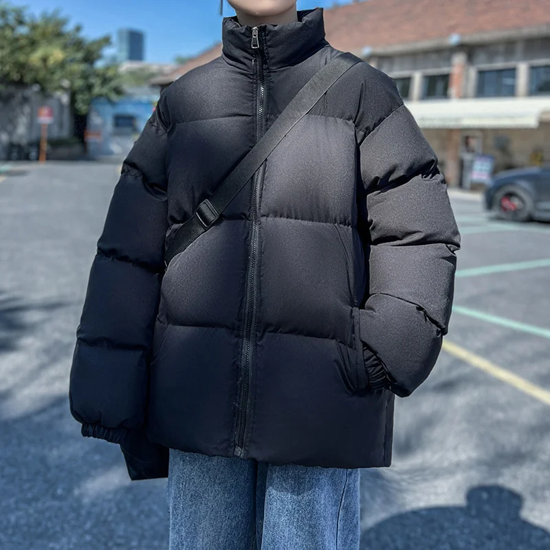 Winter Jacket Men Warm Fashion Brown Black Thickened Jacket Men Streetwear Korean Loose Thick Short Coat Mens Parker Clothes