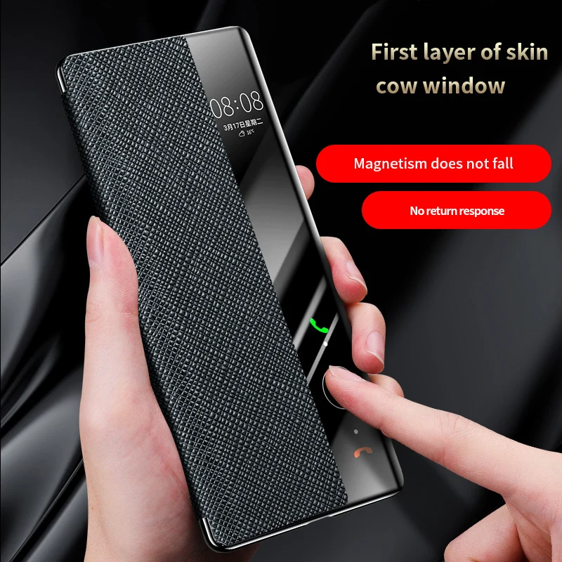 Original Leather Smart Flip Case for Huawei P60 P50 P40 Mate 50 40 30 Pro 50E 40E Designer Luxury Magnetic Book Back Cover