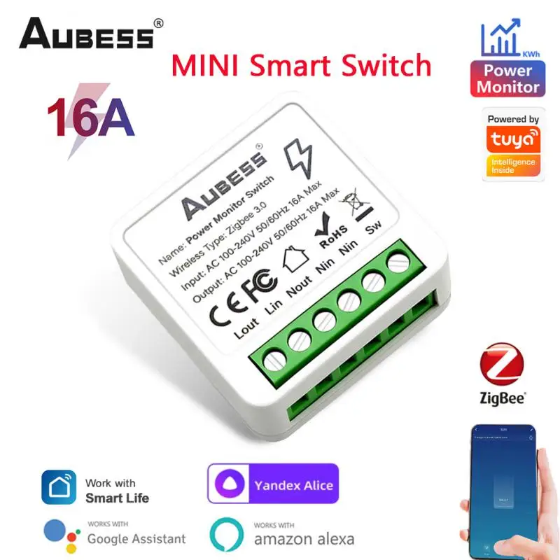 

Умный мини-переключатель AUBESS Tuya с Wi-Fi, 16 А