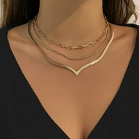 kunjoe fashion multilayer gold color snake chain cross chain choker necklace for women simple wedding party jewelry gifts girls