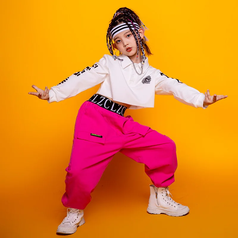 Укороченный топ для девочек в стиле хип-хоп розовые джоггеры Детская толстовка