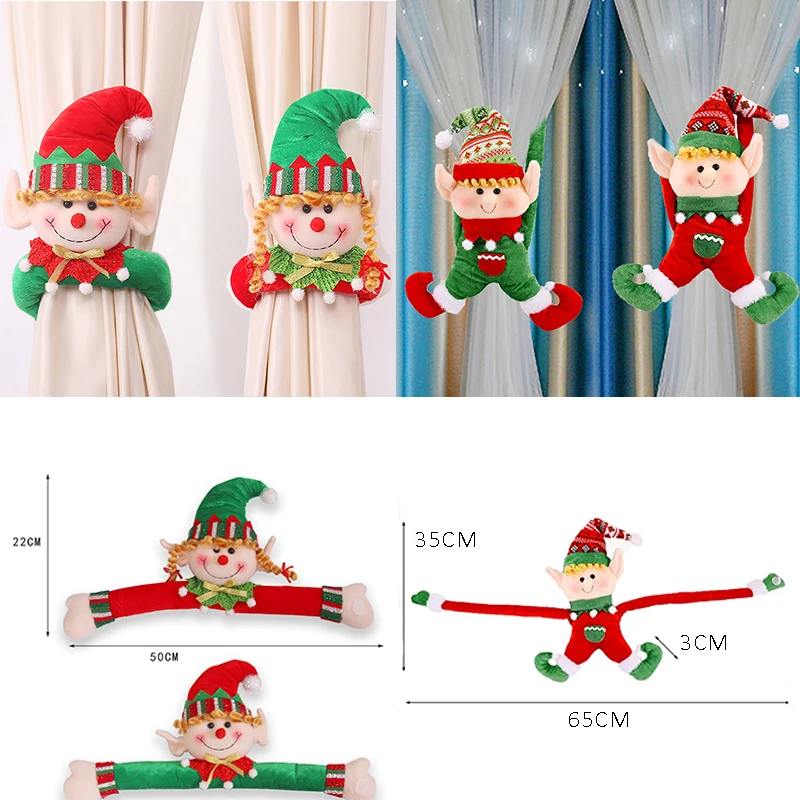 

Рождественская занавеска с пряжкой Санта-лосем эльф Кукла Рождественские украшения подарки для дома 2022 новый год 2023