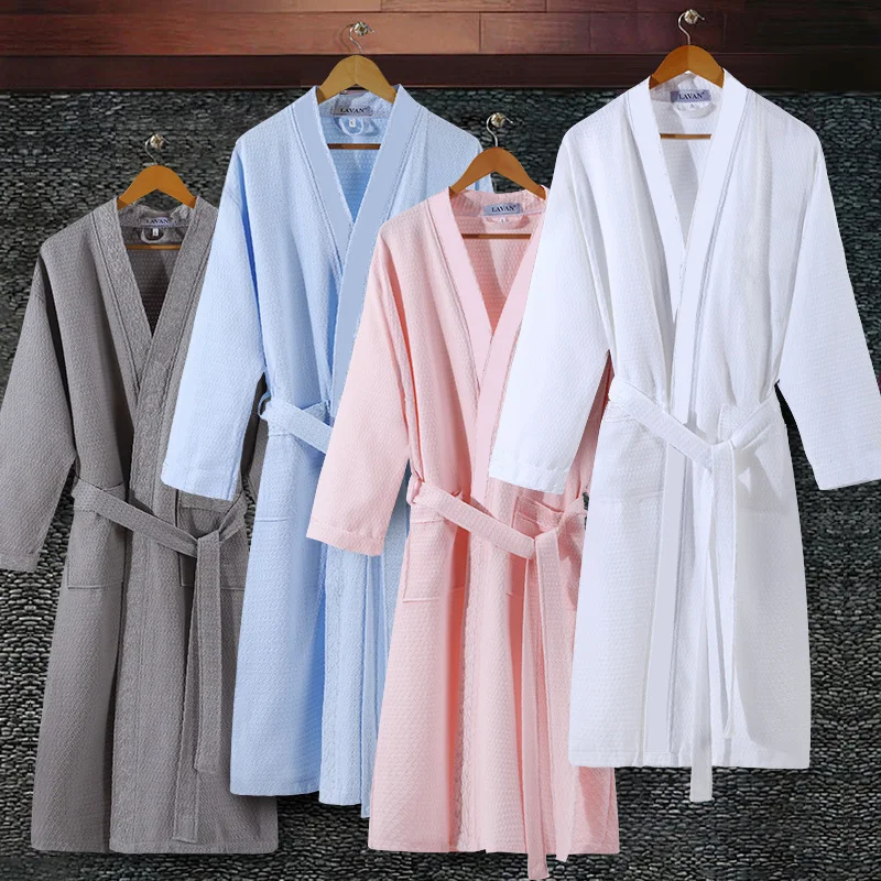 

On Sale Lovers Summer Suck Water Kimono Bat Robe Men Plus Size Sexy Waffle Batrobe Mens Dressin own Male Loune Robes