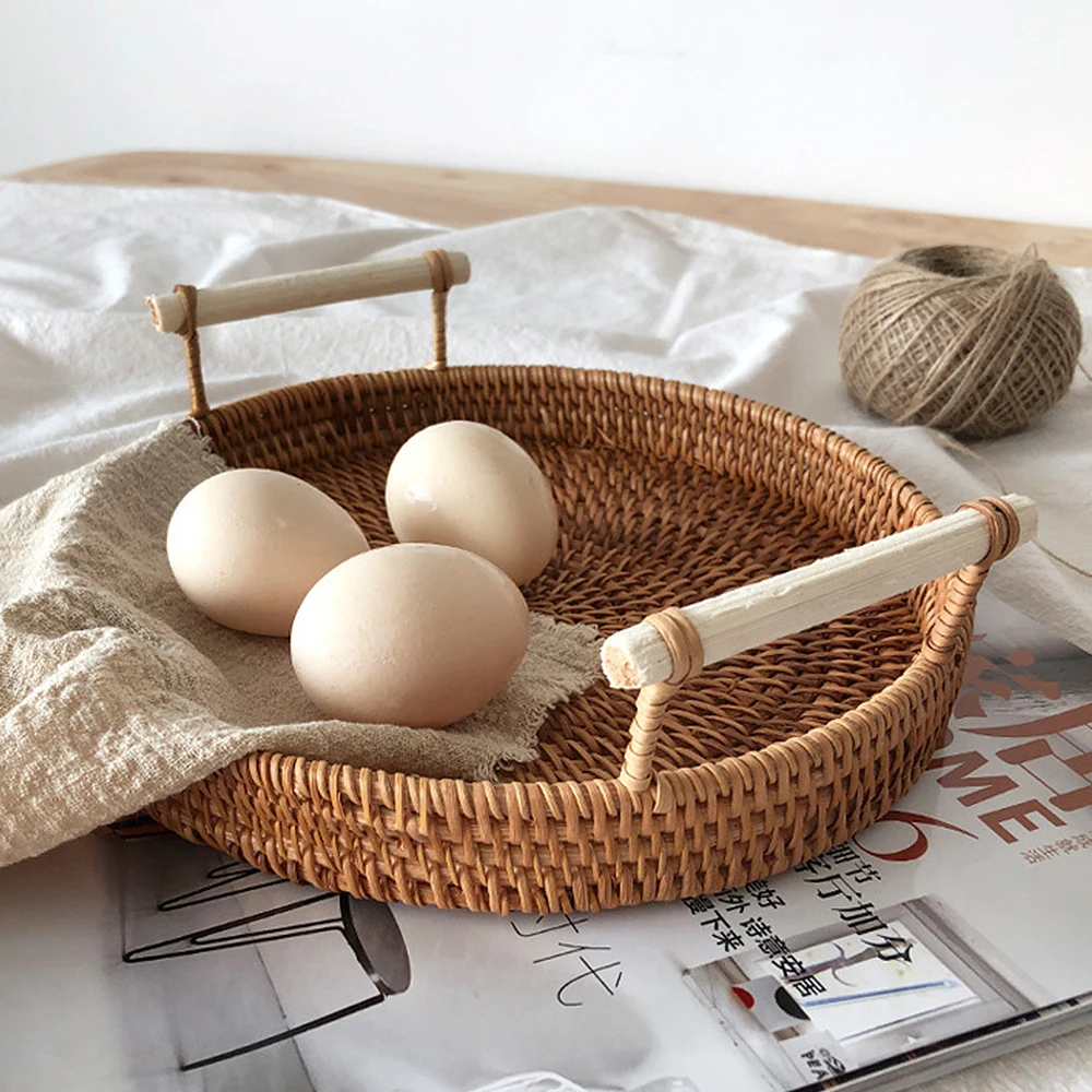 Поднос для хранения из искусственного ротанга премиум-качества фруктов овощей