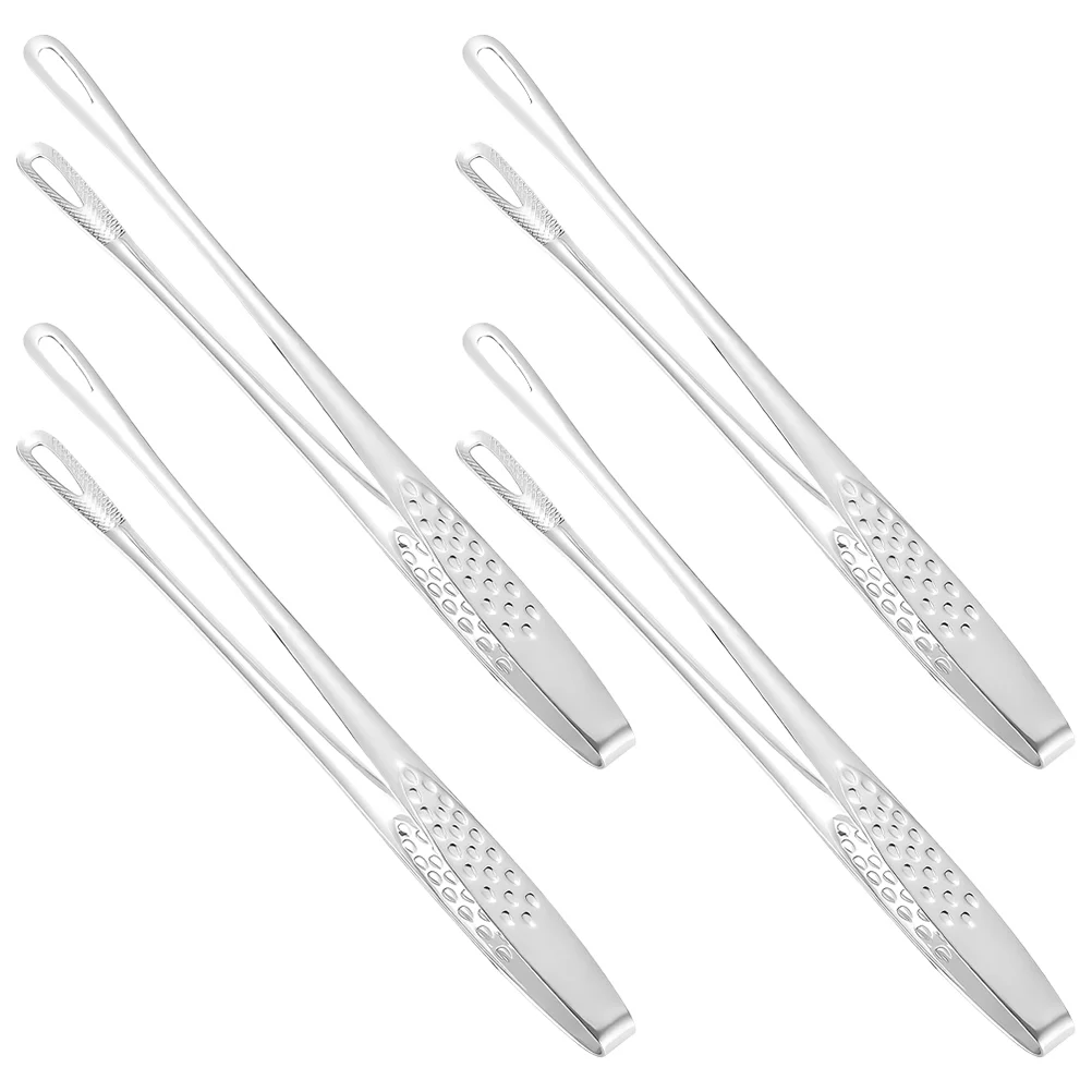 

4 Pcs Small Clip Buffet Tongs Barbecue Clamps Bread 304 Stainless Steel Grilling Serving Kitchen Clips