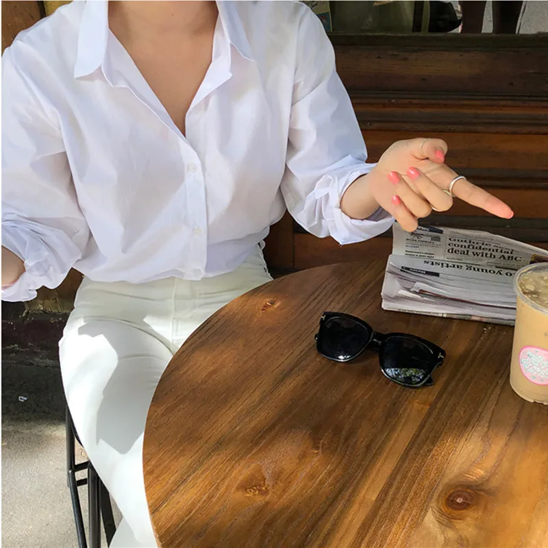 

COIGARSAM Shirt Womens Tops Spring 2022 New Casual Long Sleeve Solid Loose Women Shirts Dropshipping